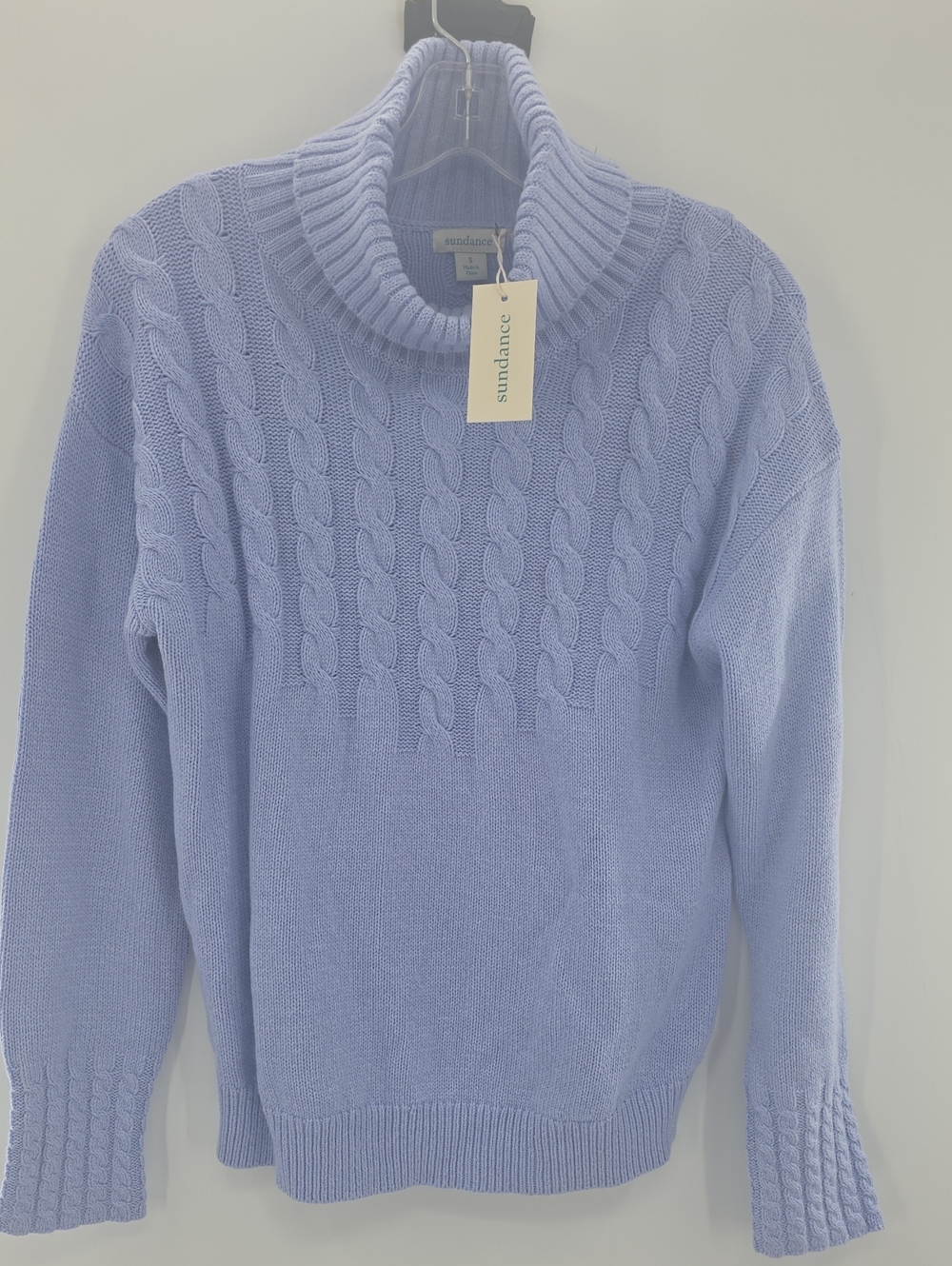 Sundance Lavender Cable-Knit Turtleneck Sweater